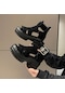 Siyah Tuınanle Kadın Sandalet Yaz Yüksek Topuklu Bayan Kalın Ayakkabı Platformu Takozlar Tatlı Zip Beyaz Sandalet