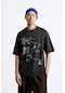 The Champ Clothing Art Work Baskılı Oversize Siyah Erkek T-shirt Siyah