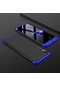 Noktaks - Huawei Uyumlu Huawei P20 Pro - Kılıf 3 Parçalı Parmak İzi Yapmayan Sert Ays Kapak - Siyah-mavi