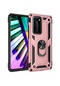 Mutcase - Huawei Uyumlu P40 Pro - Kılıf Yüzüklü Çift Katman Zırh Tank Vega Kapak - Rose Gold