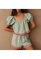 Yazlık Fırfırlı Rayon Şort Takım Yesil