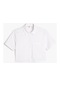 Koton Crop Kısa Kollu Gömlek Düğmeli Cep Detaylı Kırık Beyaz 3sak60499pw 3SAK60499PW001