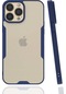 Noktaks - İphone 13 Pro Max Uyumlu - Kılıf Kenarı Renkli Arkası Şeffaf Parfe Kapak - Lacivert