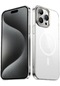 Mutcase - İphone Uyumlu İphone 15 Pro Max - Kılıf Kablosuz Şarj Destekli Şeffaf G-glass Magsafe Kapak - Titanyum