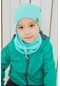 Aqua Erkek Bebek Çocuk İp Detaylı Şapka Bere Boyunluk Takım Rahat %100 Pamuklu Kaşkorse-7184- Açık Mavi