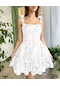 Ikkb Avrupa Ve Amerikalı Kadın Giyim Üç Boyutlu Çiçek İşlemeli Kalça Etek Beyaz