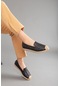 Düz Taban Nakış İşlemeli Siyah Kadın Günlük Ayakkabı-2363-siyah