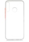 Mutcase - Huawei Uyumlu P40 Lite E - Kılıf Arkası Mat Buzlu Kenarı Renkli Düğmeli Fri Silikon - Renksiz