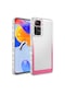 Ekılıf - Xiaomi Redmi Note 11 Global Uyumlu - Kılıf Simli Ve Renk Geçiş Tasarımlı Lens Korumalı Park Kapak - Beyaz-pembe