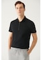 Avva Erkek Siyah Fermuarlı Standart Fit Normal Kesim Polo Yaka T-Shirt E001034