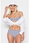 C&city Yüksek Bel Straplez Bikini Takım 3225 Lacivert/beyaz-lacivert/beyaz