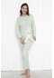 Fawn 4002 İnterlok Kışlık Tavşanlı Kadın Pijama Takımı - Yeşil