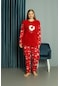 Kadın Büyük Beden Kışlık Polar Pijama Takımı Peluş Desenli Takım Tampap 34012- 1120
