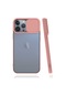 Kilifolsun iPhone Uyumlu 13 Pro Max Kılıf Slayt Sürgülü Arkası Buzlu Lensi Kapak Pembe Açık