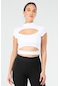 Beyaz Slim Fit Micro Yarım Balıkçı Yaka Kadın Sporcu Sütyeni Bra Sf0644 Beyaz