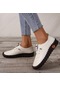 Bej Moda Kadın Ayakkabıları 2022 İlkbahar Ve Sonbahar Yeni Yumuşak Tabanlı El Dikili Çanta Ayakkabı Büyük Boy Rahat Kadın Slip-on Ayakkabı