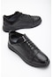 Hakiki Deri Elastik Bağcıklı Streç Siyah Erkek Casual Ayakkabı-2551-sıyah