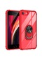 Noktaks - iPhone Uyumlu Se 2020 - Kılıf Yüzüklü Arkası Şeffaf Koruyucu Mola Kapak - Kırmızı