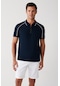 Avva Erkek Lacivertvert Omuzu Biyeli Önü Fermuarlı Regular Fit Polo Yaka T-Shirt