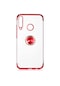 Kilifone - Huawei Uyumlu P40 Lite E - Kılıf Yüzüklü Kenarları Renkli Arkası Şeffaf Gess Silikon - Kırmızı