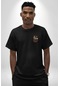 İş İnsanı Yorkshire Zamanda Yolculuk Siyah Oversize Unisex Ön Sol Yan Minimal Baskılı Tişört Koyu Siyah