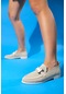 Mıchıgan Bej Triko Tokalı Kadın Loafer Ayakkabı