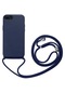 Noktaks - İphone Uyumlu İphone 7 Plus - Kılıf Renkli İp Askılı Koruyucu Ropi Kapak - Lacivert