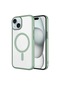 Noktaks - iPhone Uyumlu 15 Plus - Kılıf Sert Kablosuz Şarj Destekli Mat Riksos Magsafe Kapak - Yeşil