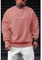 Erkek Somon Spectacular Baskılı 0 Sıfır Yaka Oversize Salaş Bol Kesim Polar Sweatshirt-somon Somon