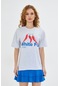 White Fox Kadın Biber Baskılı Bisiklet Yaka T-shirt Gri