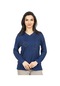 Kadın Orta Yaş Ve Üzeri Yeni Model V Yaka Taş İşlemeli Anne Penye Bluz 30560-indigo