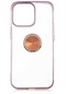 iPhone Uyumlu 13 Pro Kılıf Lopard Kılıf Dört Köşe Lazer Renkli Yüzüklü Şeffaf Silikon Gess - Gold