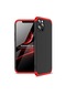 Noktaks - iPhone Uyumlu 12 Pro Max - Kılıf 3 Parçalı Parmak İzi Yapmayan Sert Ays Kapak - Siyah-kırmızı