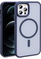 İphone 12 Pro Uyumlu Kılıf Magsafe Şarj Özellikli Mat Arka Yüzey Zore Sio Kapak-lacivert Lacivert