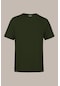 Comeor Erkek Haki Slim Fit Pamuklu Kısa Kollu Bisiklet Yaka T-shirt Haki