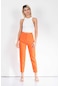 Kadın Oranj Rengi Pileli Boru Paça Kumaş Pantolon - Xs