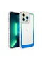 Noktaks - iPhone Uyumlu 13 Pro Max - Kılıf Simli Ve Renk Geçiş Tasarımlı Lens Korumalı Park Kapak - Yeşil-mavi