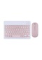 Hometech Alfa 8sm 8" Uyumlu Kablosuz Bluetooth Şarj Edilebilir Mini Q Klavye Mouse Seti - Pembe