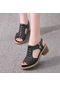 Siyah Shoelife Online Moda Yaz Deri Su Geçirmez Sandalet Rahat Mat Retro Tüm Maç Ayakkabı Kadın İçin