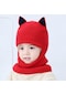 Ikkb Kış Bebek Ve Çocuk Örme Tek Parça Şapkalı Kırmızı