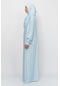 Pratik Tek Parça Güneş Desenli Kollu Tak Çıkar Başörtülü Likralı Tesettür Namaz Elbisesi 990-0302 Mavi