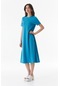 Fullamoda Basic Gizli Cepli Elbise- Altın 24YGB7197203452-Mavi