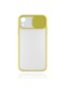 Noktaks - iPhone Uyumlu Xr 6.1 - Kılıf Slayt Sürgülü Arkası Buzlu Lensi Kapak - Sarı