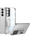 Mutcase - Samsung Uyumlu Galaxy S23 - Kılıf Stand Olabilen Kamera Korumalı Arkası Şeffaf Lego Kapak - Gümüş