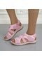 Pembe Yaz Yuvarlak Burun Günlük Ayakkabı Velcro Düz Hafif Nefes Alabilen Sandalet Kadın Ayakkabı