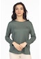 Yeni Sezon 2024 Taş İşlemeli Yuvarlak Yaka Likralı Anne Penye Bluz 6410-mint Yeşili