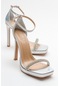 Unos Gümüş Kadın Topuklu Ayakkabı