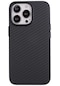 iPhone Uyumlu 13 Pro Max Kılıf Karbon Fiber Tasarımlı Lopard Karbono Kapak - Siyah