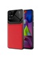 Tecno - Samsung Galaxy Uyumlu M51 - Kılıf Deri Görünümlü Parlak Mika Tasarımlı Emiks Kapak - Kırmızı