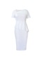 İkkb Çapraz Yaka Yüksek Bel Bayan Kadın Büyük Beden Elbise Beyaz